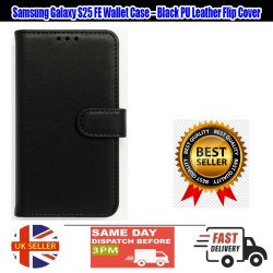 Samsung Galaxy S25 FE Black PU Leather Wallet Flip Case